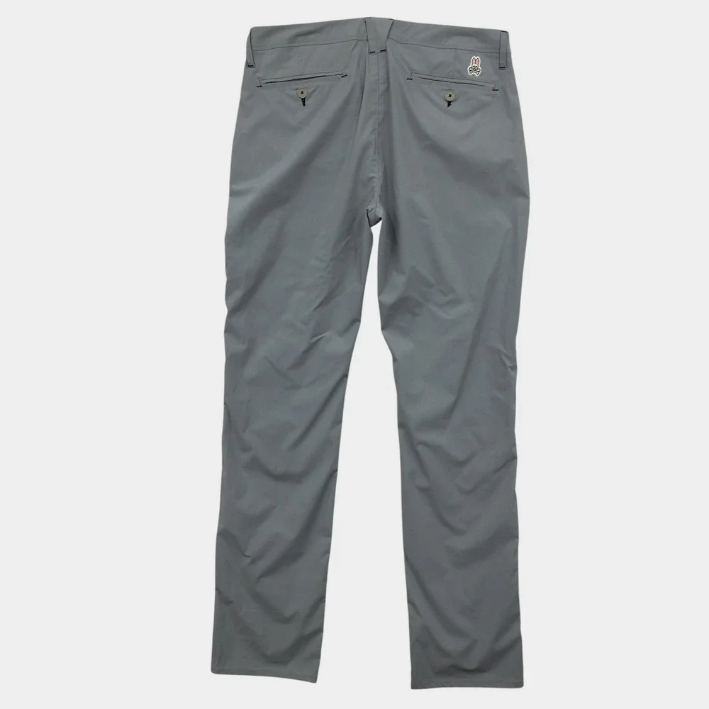 Psycho Bunny Mens Slim Fit Performance Chino Pants Gray Size 33 Golf Trousers